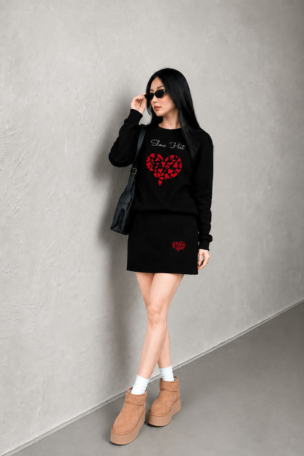 BỘ 🖤 SLOW HEART + CHÂN VÁY