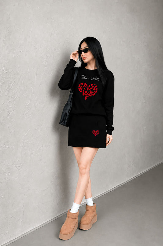 BỘ 🖤 SLOW HEART + CHÂN VÁY