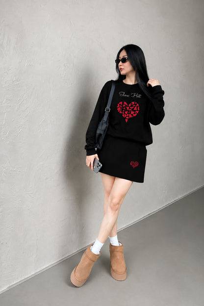 BỘ 🖤 SLOW HEART + CHÂN VÁY