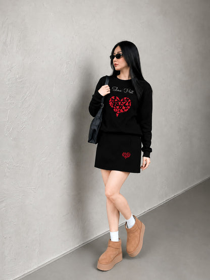 BỘ 🖤 SLOW HEART + CHÂN VÁY